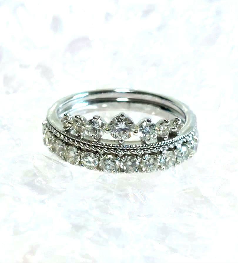 K18ホワイトゴールド　ティアラ　ダイヤモンドリング メザンジュ 銀座リム