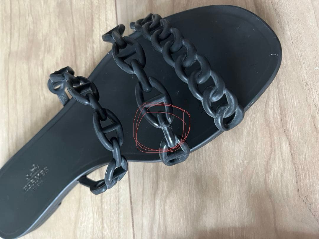 エルメス　ブラック サンダル　シェーヌダンクル