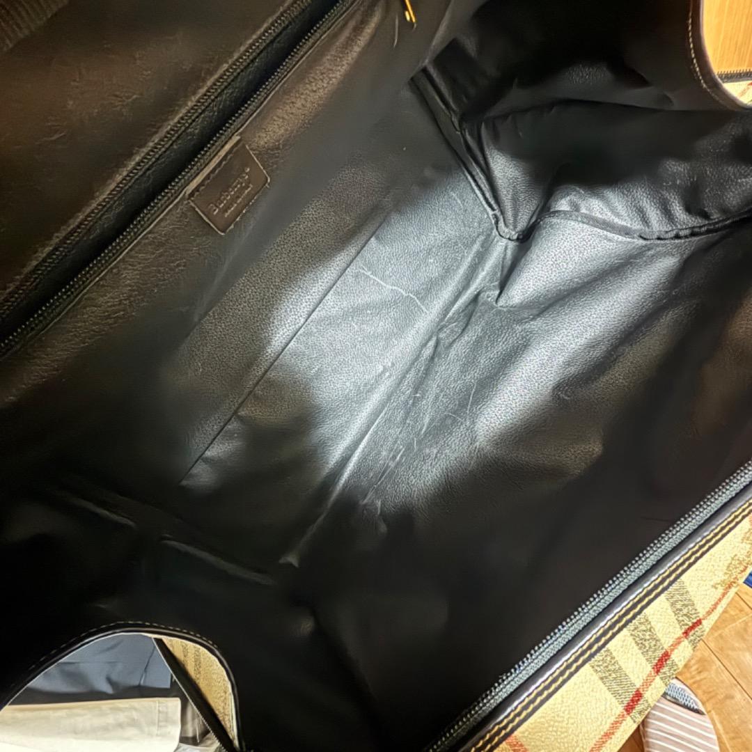 美品【バーバリー】大きい ノバチェック ボストンバッグ 本革 PVC 旅行に