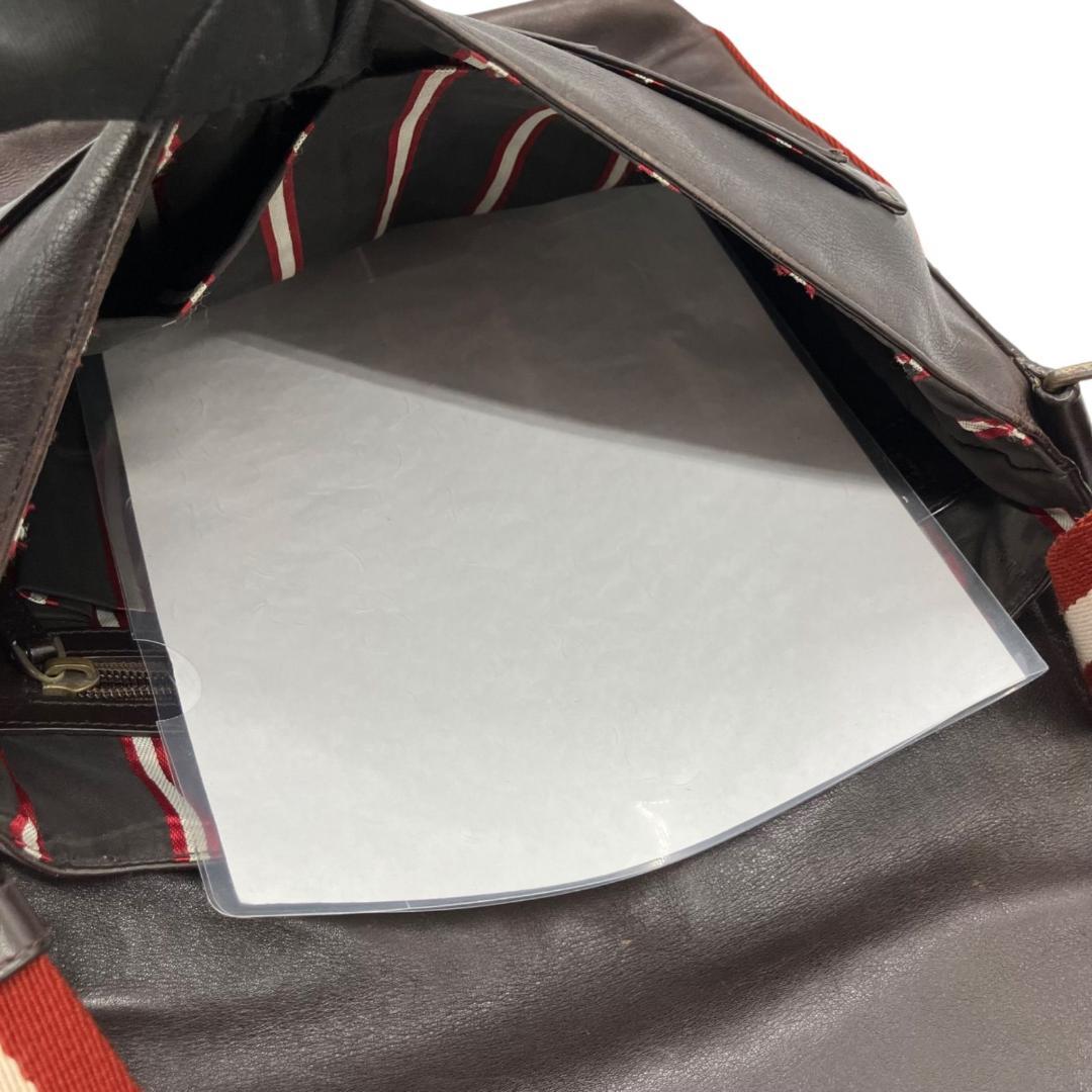 BALLY トレスポ メッセンジャーバッグ ダークブラウン レッド 1408