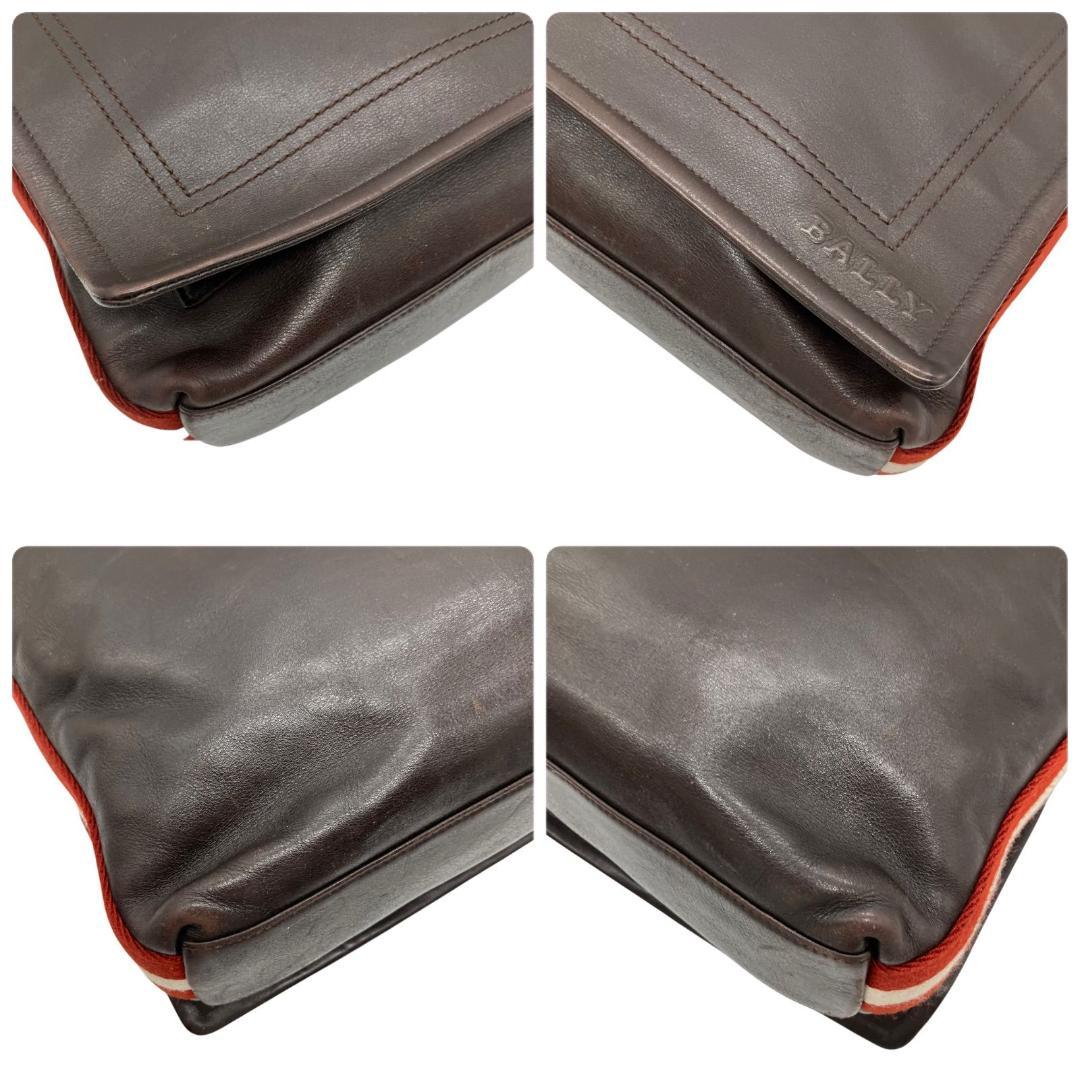 BALLY トレスポ メッセンジャーバッグ ダークブラウン レッド 1408