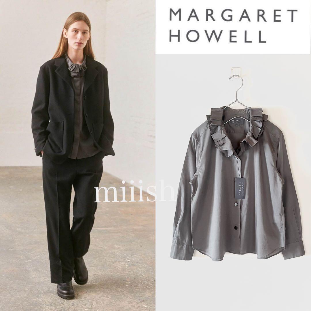 極美品 2024 マーガレットハウエル ラッフルカラーブラウス 4万 現行品