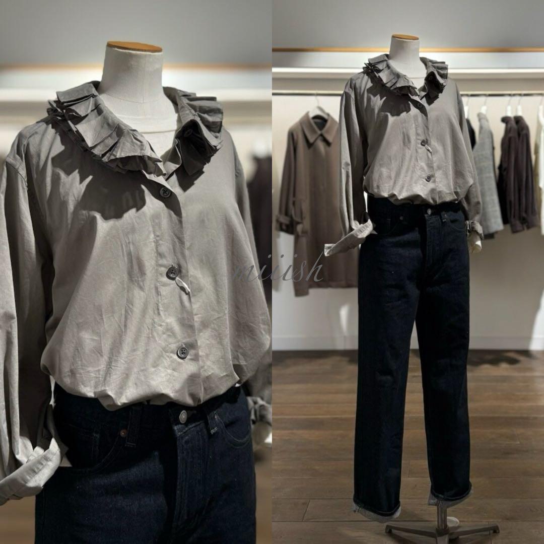 極美品 2024 マーガレットハウエル ラッフルカラーブラウス 4万 現行品