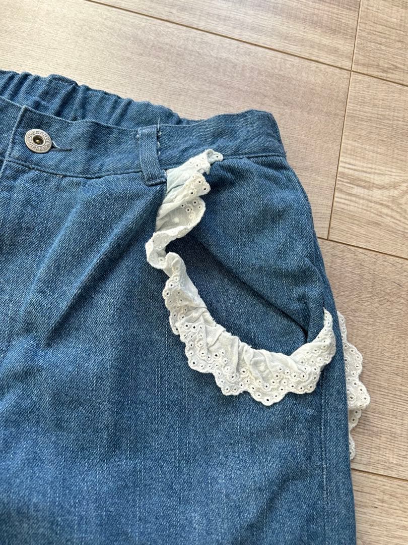 キャンディストリッパー レースハートポケット デニムパンツ ワイドパンツ