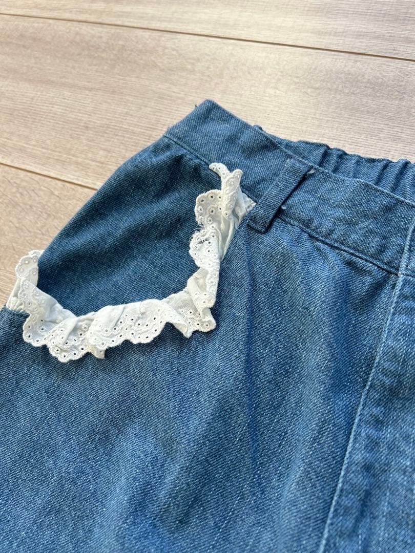 キャンディストリッパー レースハートポケット デニムパンツ ワイドパンツ