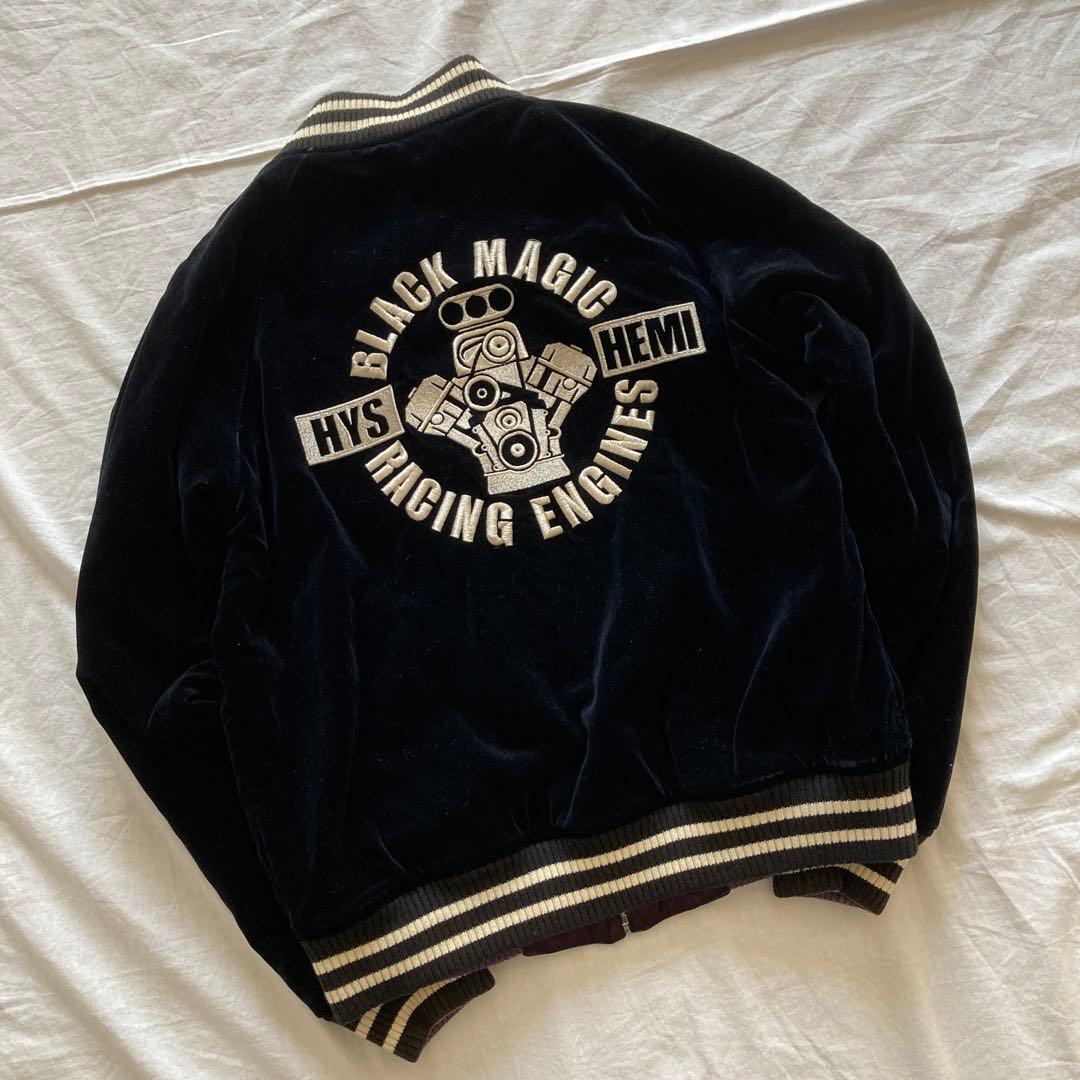 希少　ヒステリックグラマー　スカジャン　ベロア　リバーシブル　レーシング　紫　黒