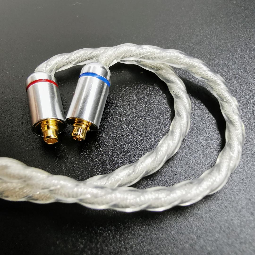 【1点のみ】7N粒子単結晶銅銀メッキ リッツ構造ケーブルMMCX4.4mm L字