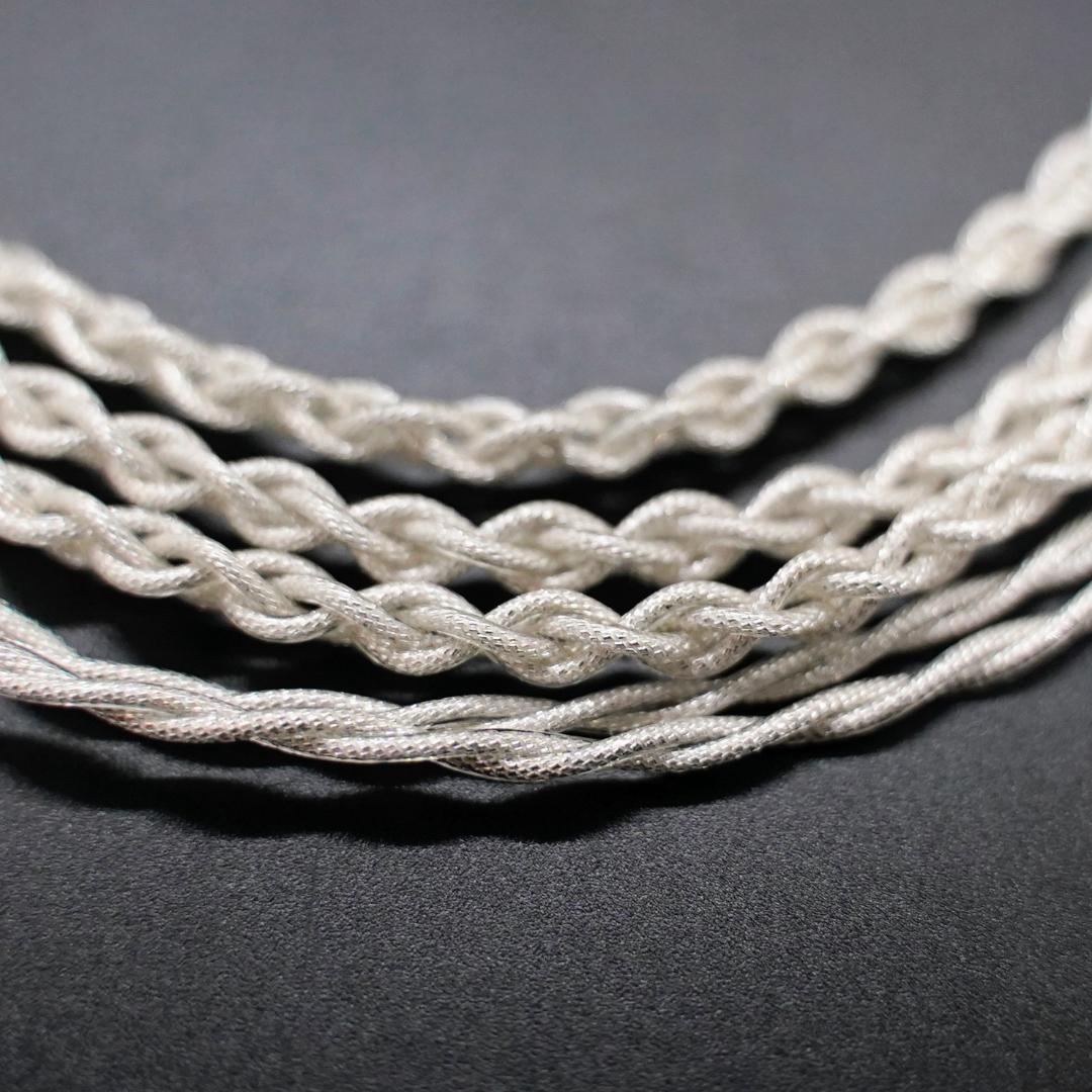 【1点のみ】7N粒子単結晶銅銀メッキ リッツ構造ケーブルMMCX4.4mm L字