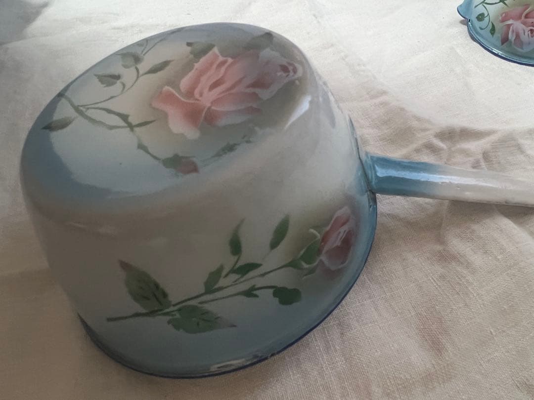 美品♡フランスアンティーク　ホーロー　薔薇　ウェディングセット　コランダー　鍋