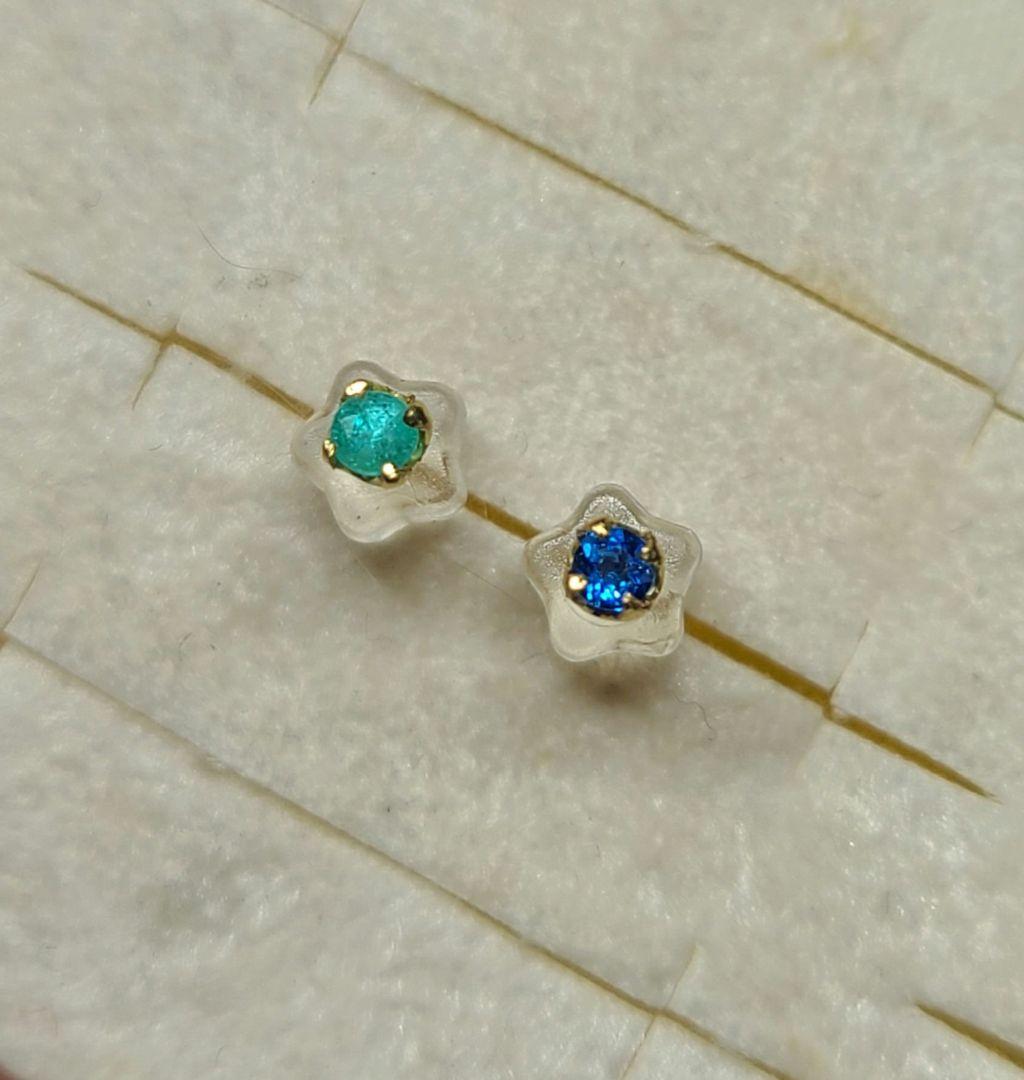 美しいネオンブルーの共演★バターリャパライバトルマリンアウイナイトピアス18金★