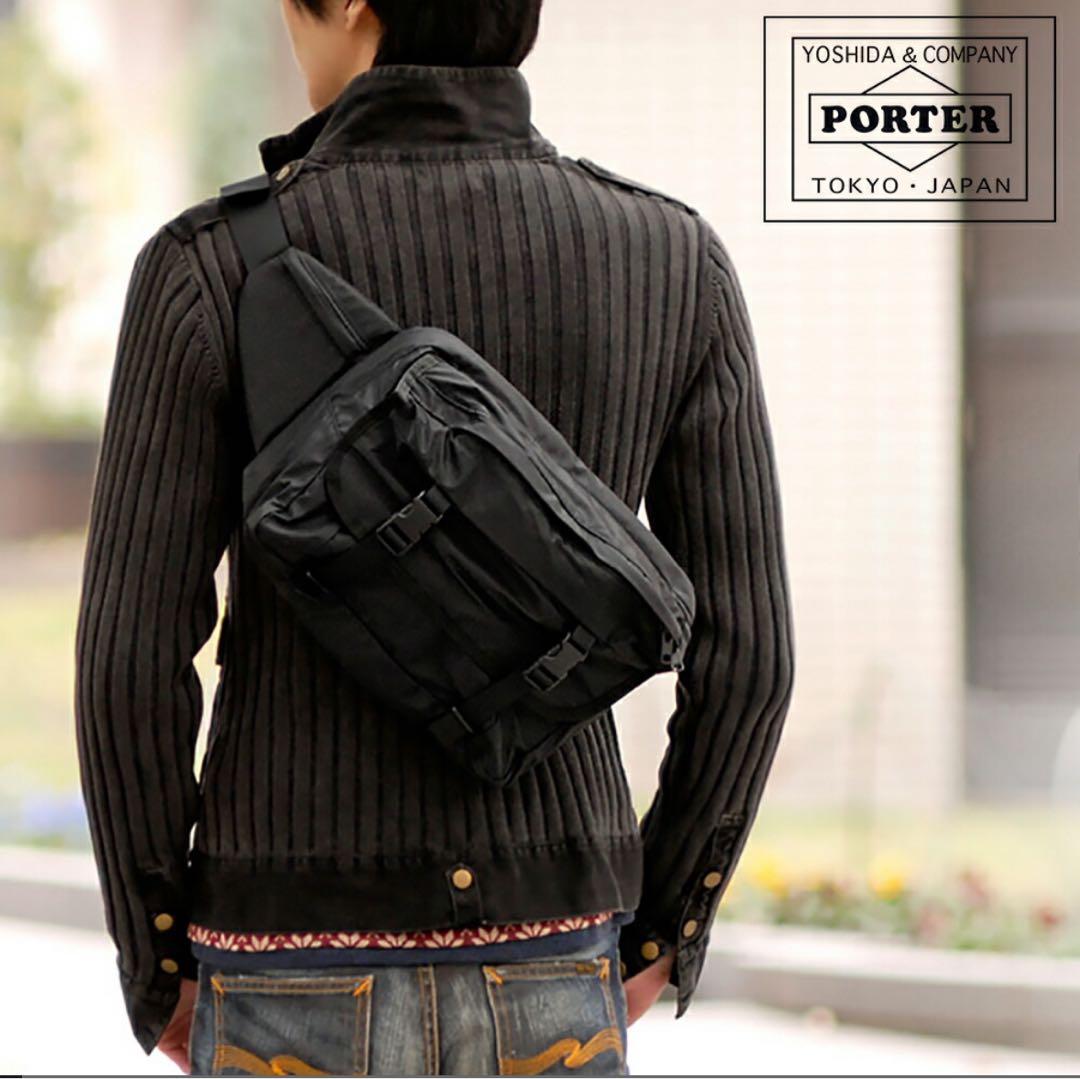 PORTER ナイロン エクストリーム メンズ ブラック ボディバッグ
