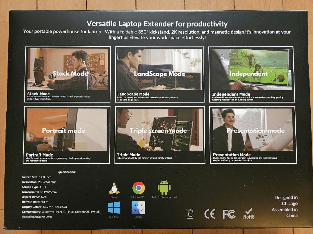 【超希少】極薄超軽量モバイルディスプレイ580g14.0インチPC本体に取り付け