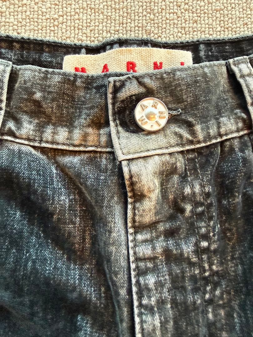 MARNI ブラック フロッキー加工デニムジーンズ