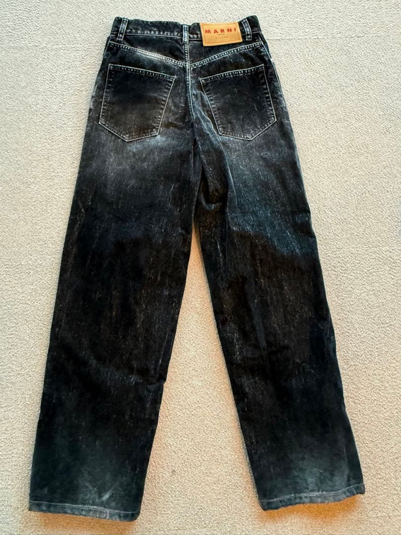 MARNI ブラック フロッキー加工デニムジーンズ