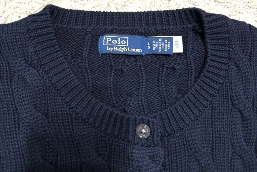 極美品　25AW ポロラルフローレン　ケーブルニットカーディガン　ホース刺繍　紺