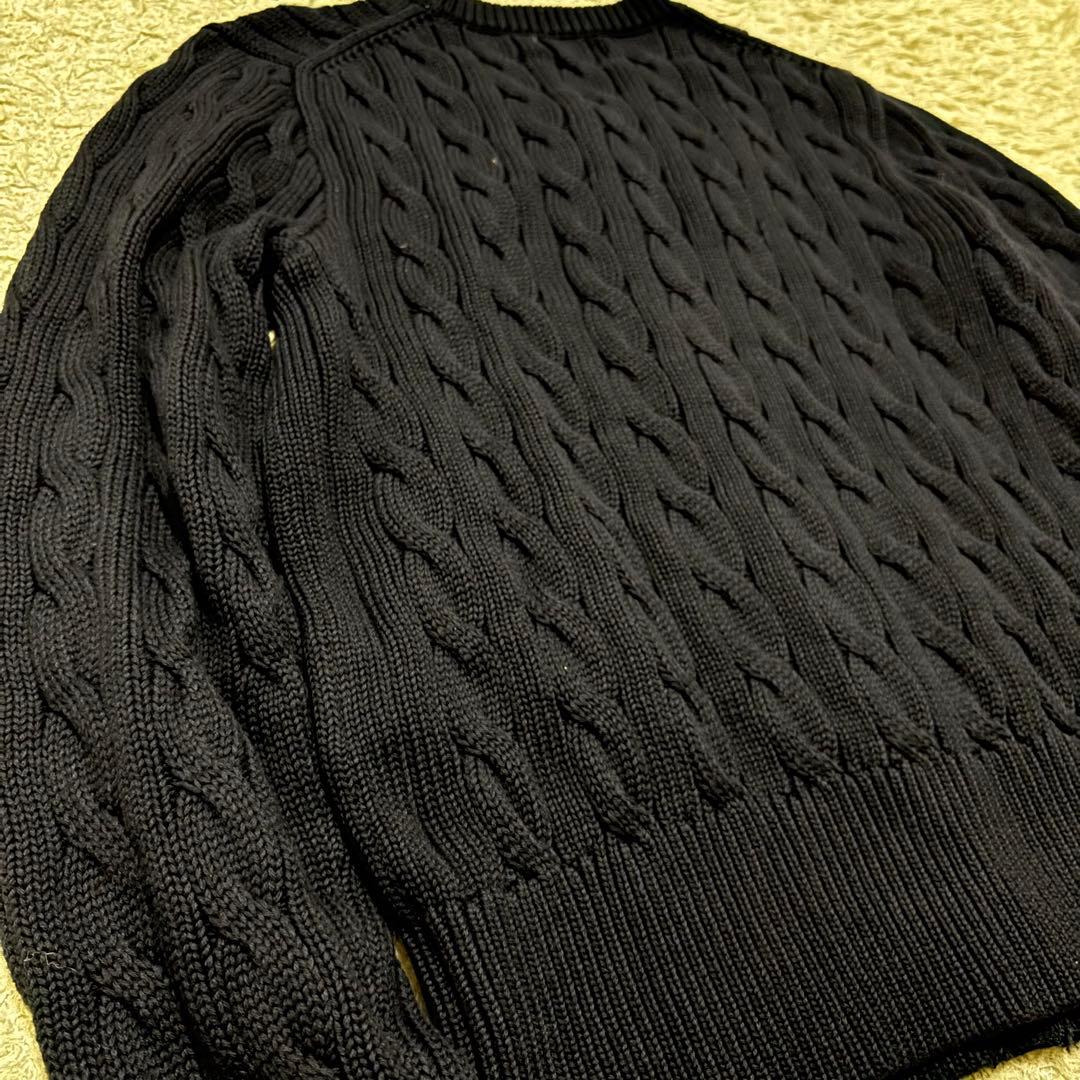 極美品　25AW ポロラルフローレン　ケーブルニットカーディガン　ホース刺繍　紺