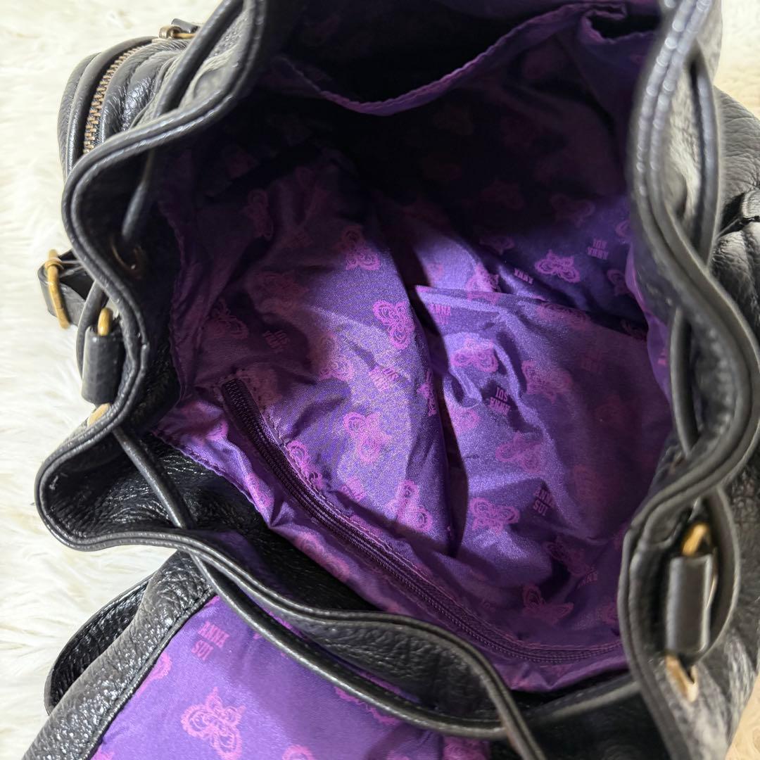 希少✨ANNA SUI ミニリュック レザー シボ革 メタルロゴ