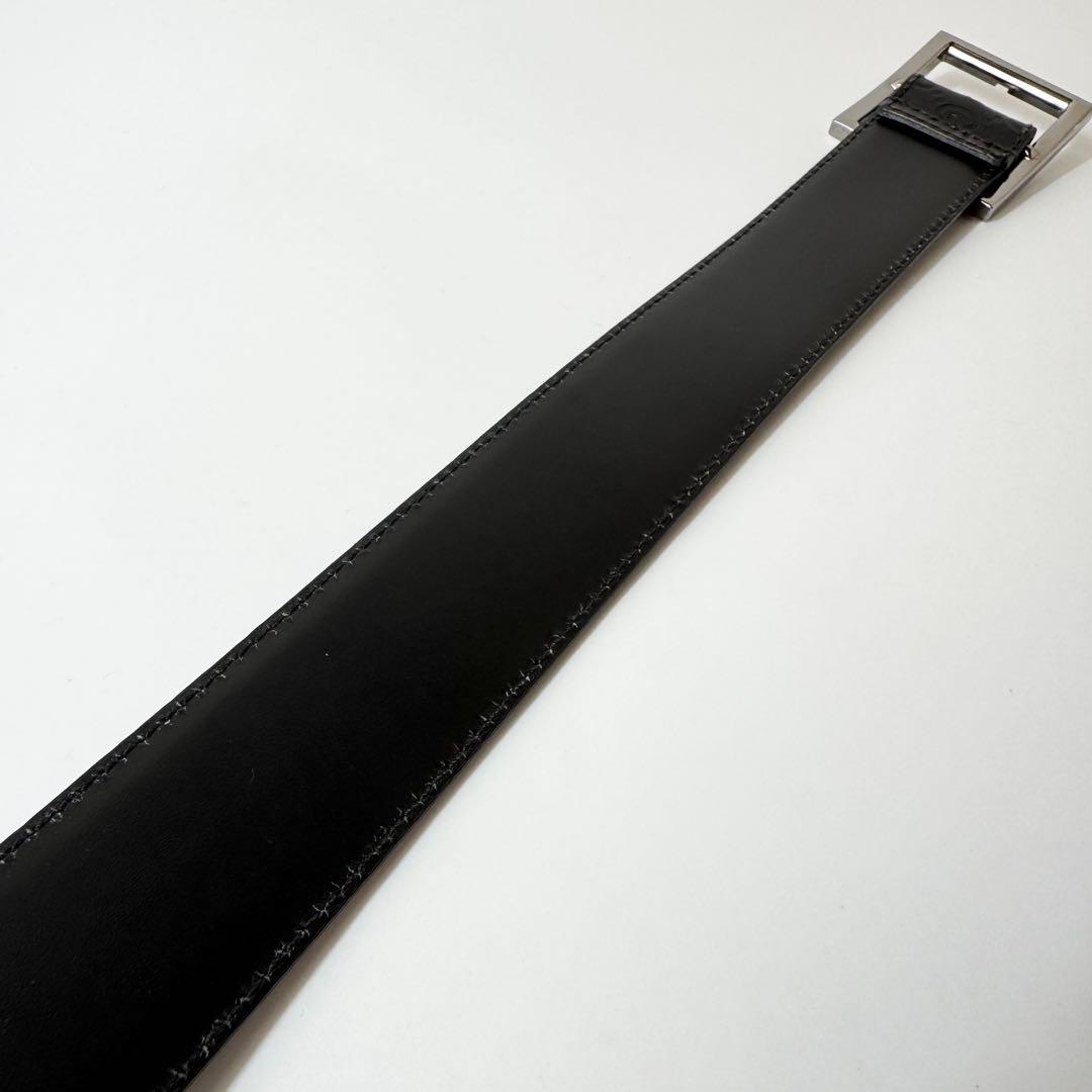 【美品】GUCCI シマ　GG　ベルト　ブラック　レザー