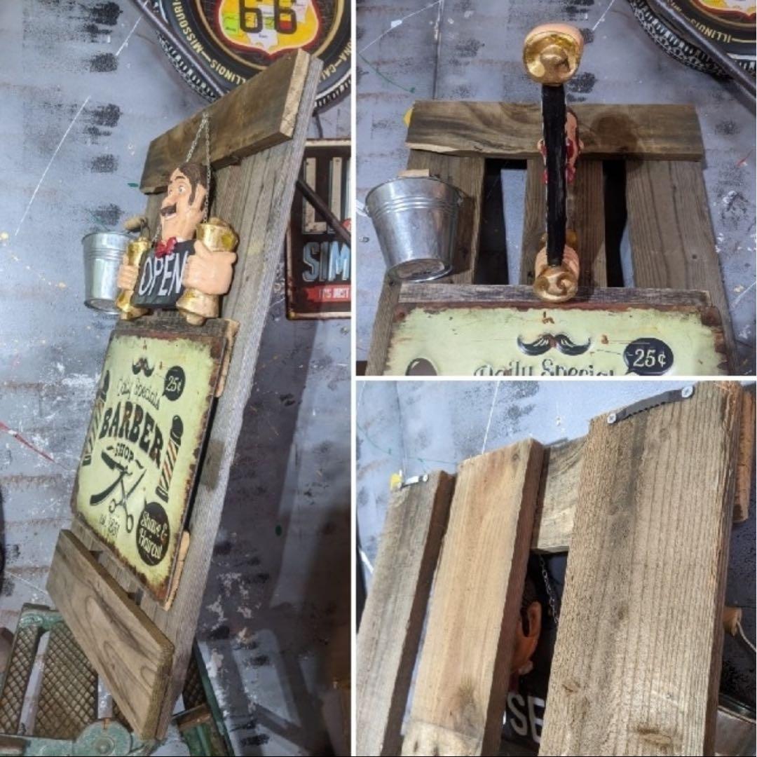 カットハウス 立掛け式 看板（黒板） 理容室の看板 オープン&クローズ看板