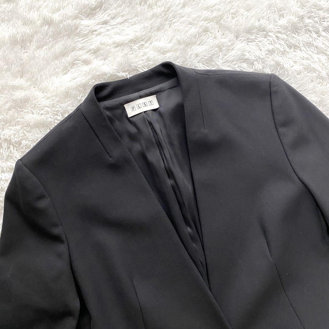 【極美品】 PLST プラステ ノーカラー パンツスーツ セットアップ 洗濯