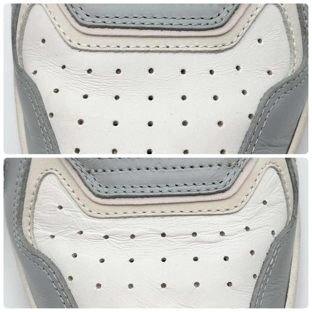 極美品 ディオール ミッドカットレザースニーカー オブリーク グレー ホワイト