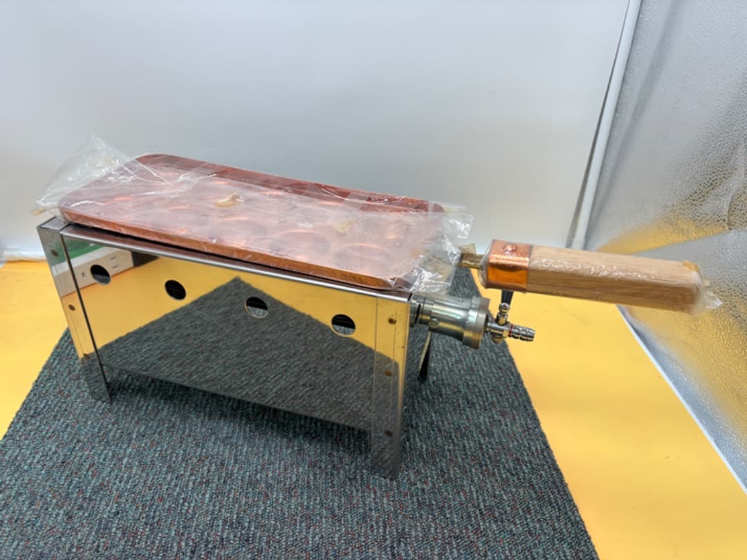 【新品】 明石焼機　たこ焼き機　銅製　ガス式　10穴用　f923