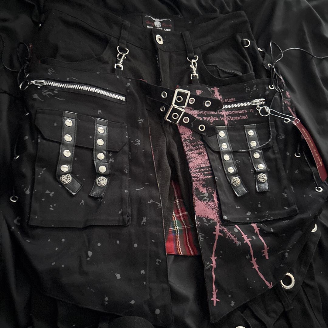 パンツ 00s body line cross studs flare denim