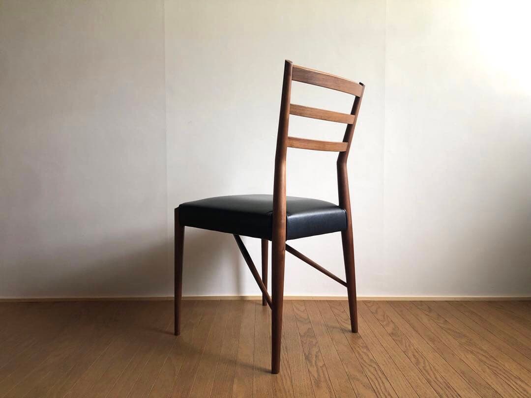 飛騨高山 日進木工製 ウォールナット材 黒革チェア ダイニング デスク椅子 工芸