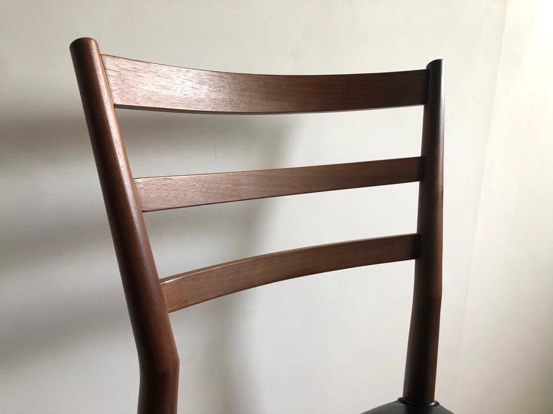 飛騨高山 日進木工製 ウォールナット材 黒革チェア ダイニング デスク椅子 工芸