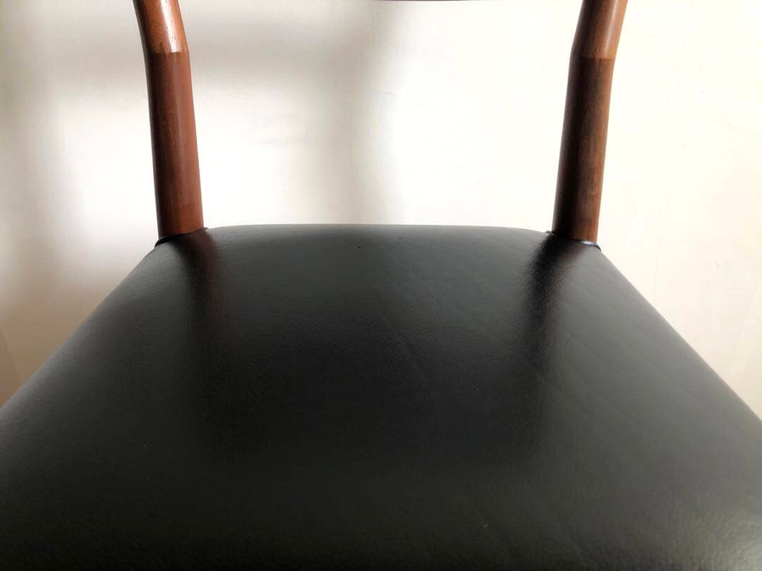 飛騨高山 日進木工製 ウォールナット材 黒革チェア ダイニング デスク椅子 工芸