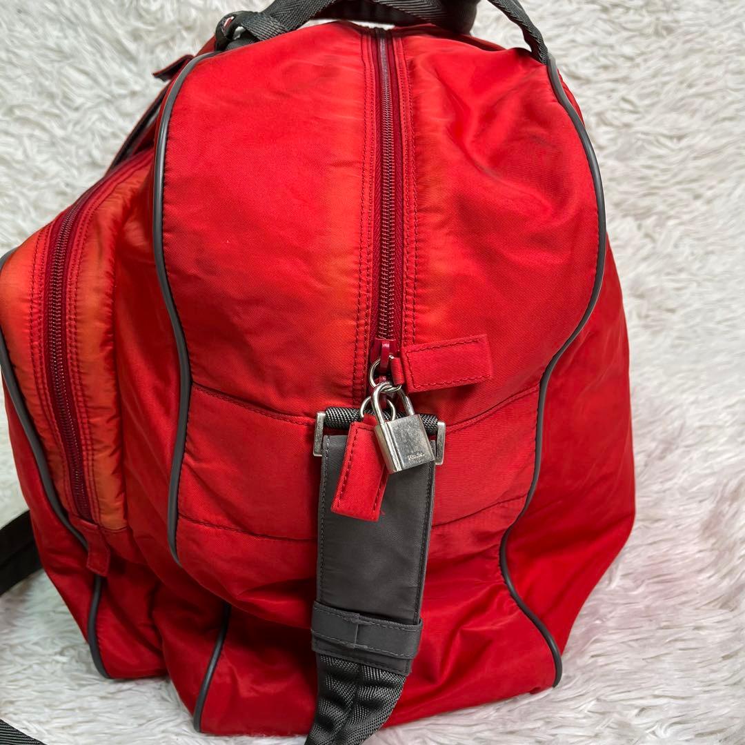 希少色✨プラダスポーツ　PRADA ボストンバッグ　トラベル　旅行　大容量　赤