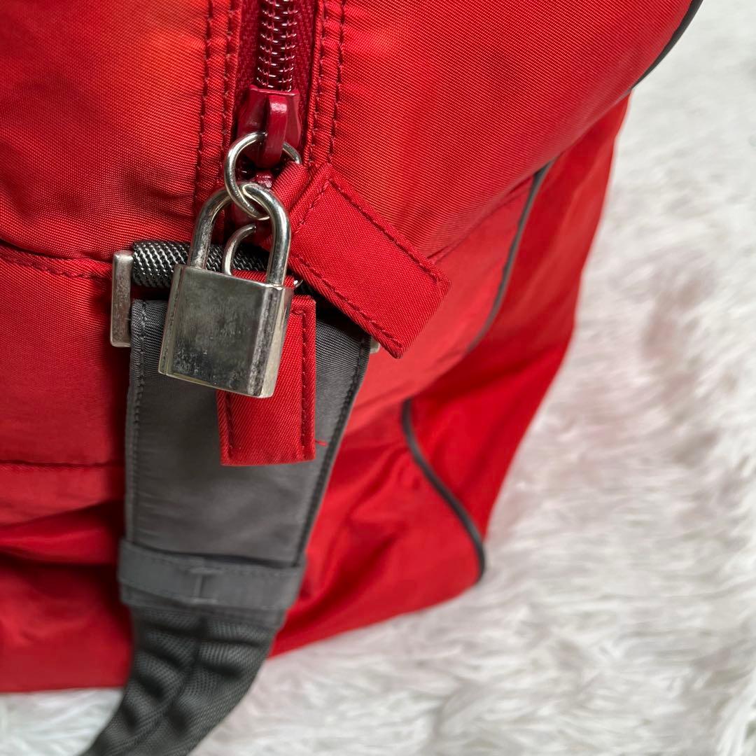 希少色✨プラダスポーツ　PRADA ボストンバッグ　トラベル　旅行　大容量　赤