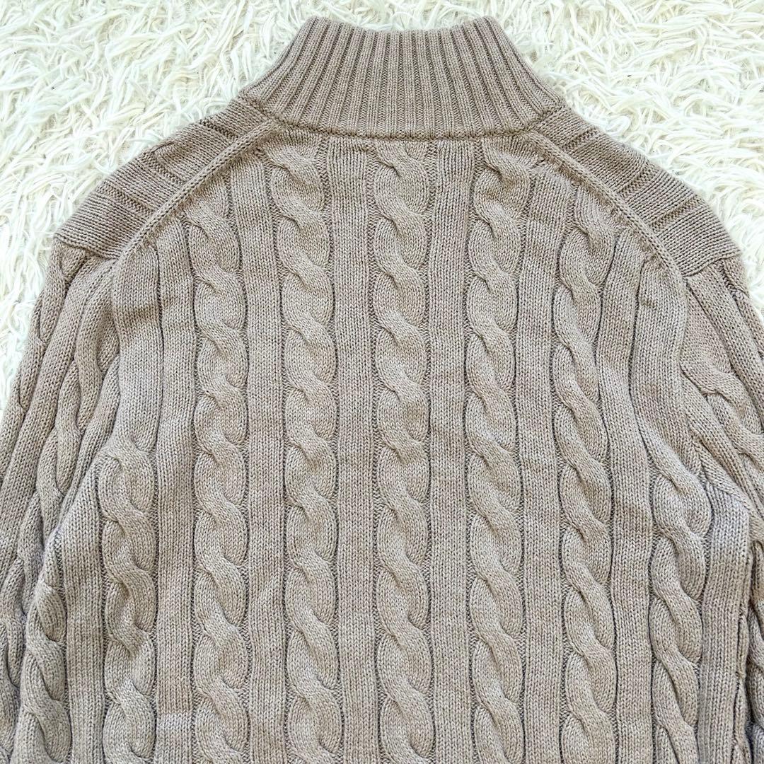 ラルフローレン 現行QRタグ ケーブル ハーフジップニット XS モカベージュ