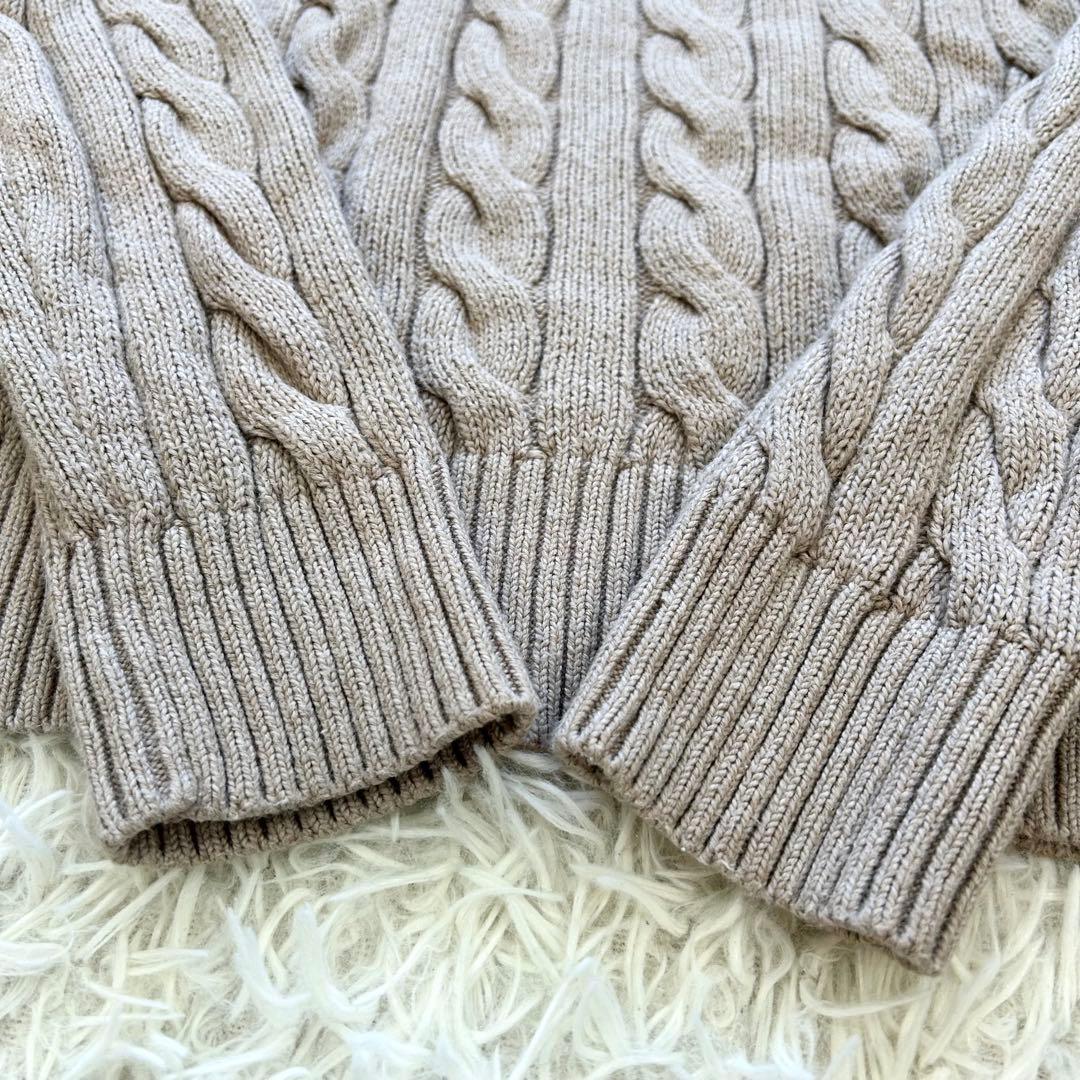 ラルフローレン 現行QRタグ ケーブル ハーフジップニット XS モカベージュ