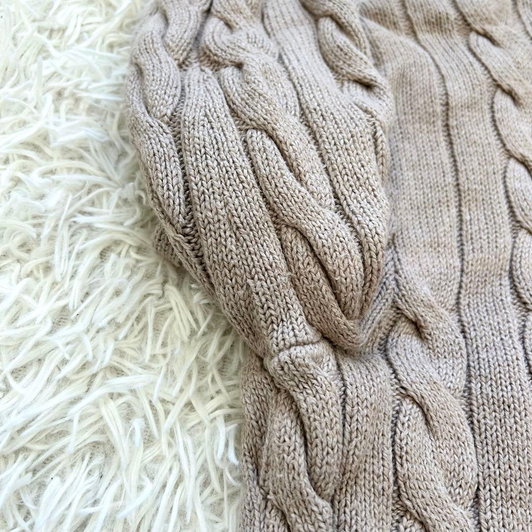 ラルフローレン 現行QRタグ ケーブル ハーフジップニット XS モカベージュ