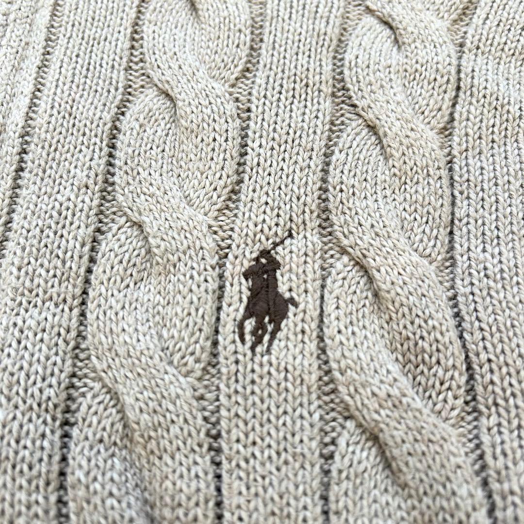 ラルフローレン 現行QRタグ ケーブル ハーフジップニット XS モカベージュ