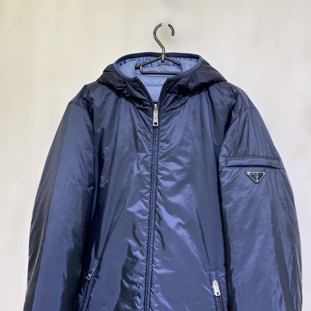 PRADA プラダ SGH037 ナイロンフーデッドジャケット ネイビー メンズ