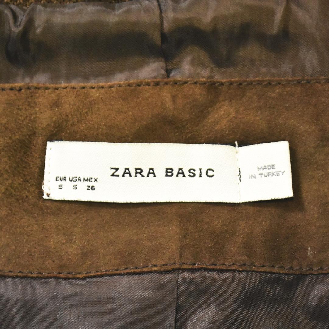 【人気】 ザラ ZARA レザー スエード ジャケット S ブラウン ♪