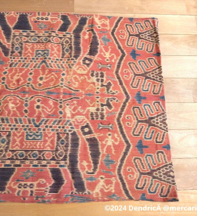 u*8様 ビンテージ　アジアン　オレンジ　フリンジラグ　象　エレファント　エスニ