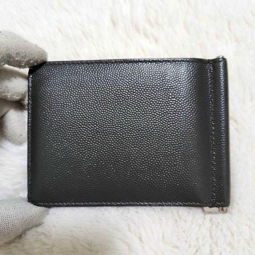 ✨極美品　付属品あり✨サンローラン　マネークリップ　キャビアスキン　カーキ
