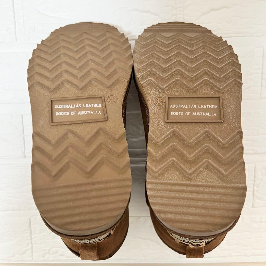 UGG アグ　ベージュ　レオパード柄　ムートン　ブーツ　21 35サイズ