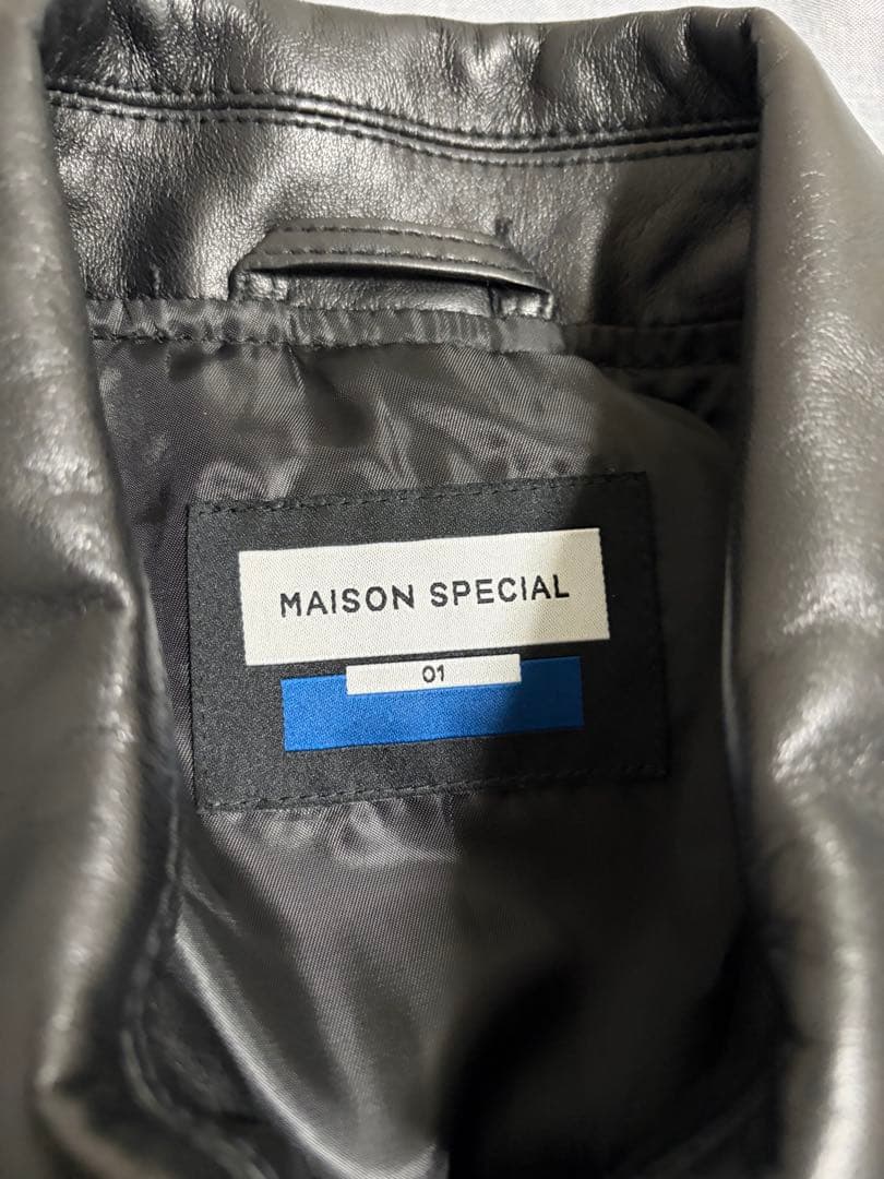 メゾンスペシャル シープレザーシングルカラーブルゾン ブラック サイズ1