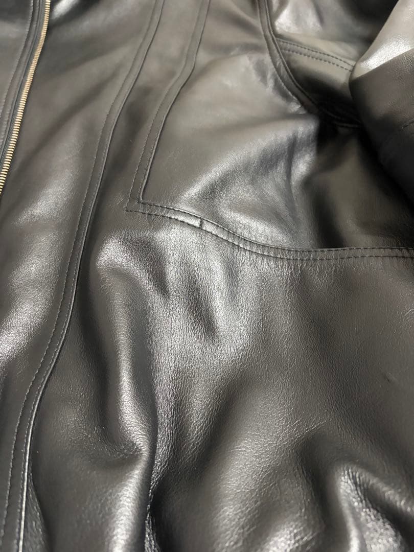 メゾンスペシャル シープレザーシングルカラーブルゾン ブラック サイズ1