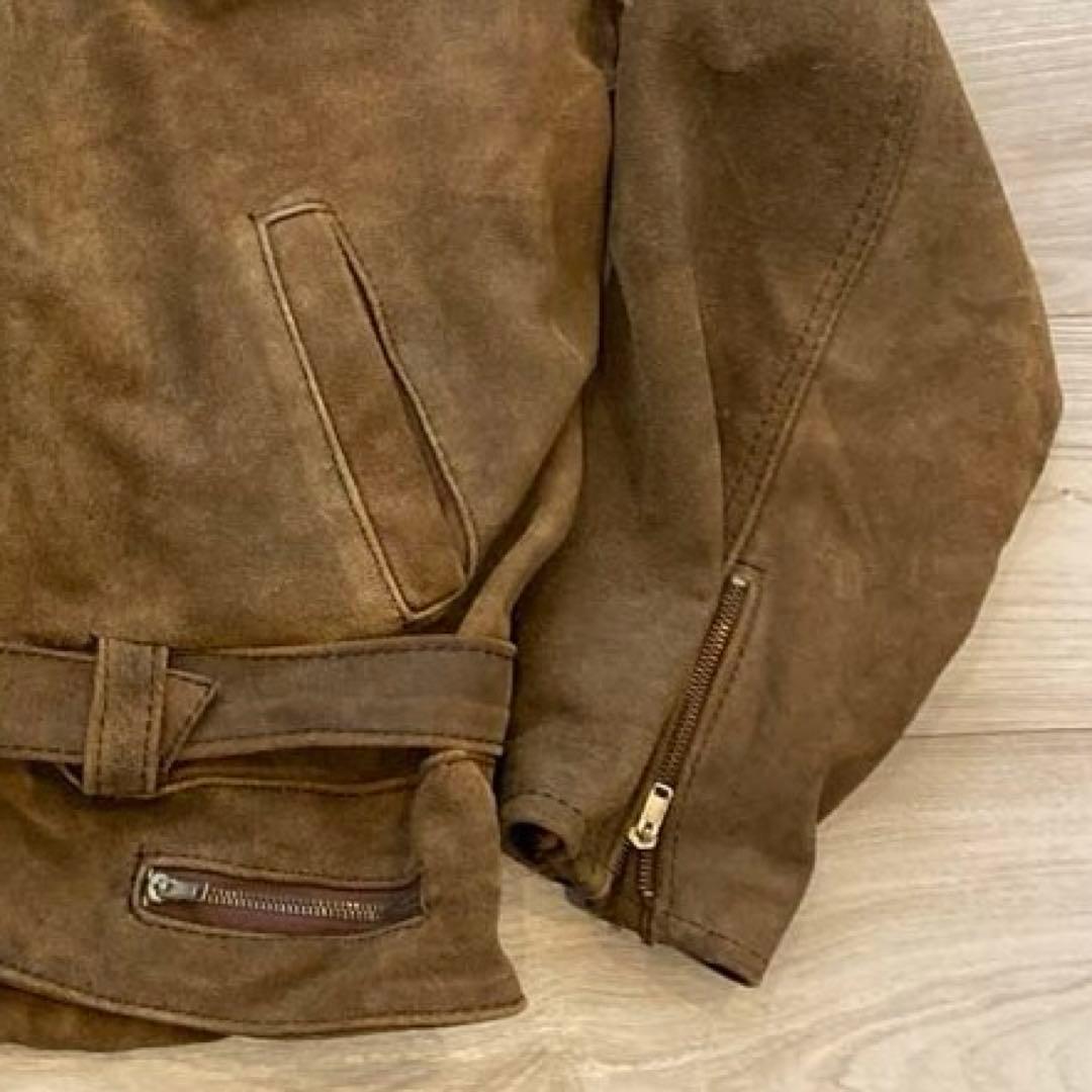 ライダース　スウェード　本革　バイシクルジャケット　ユーロ　アウンノン　80s