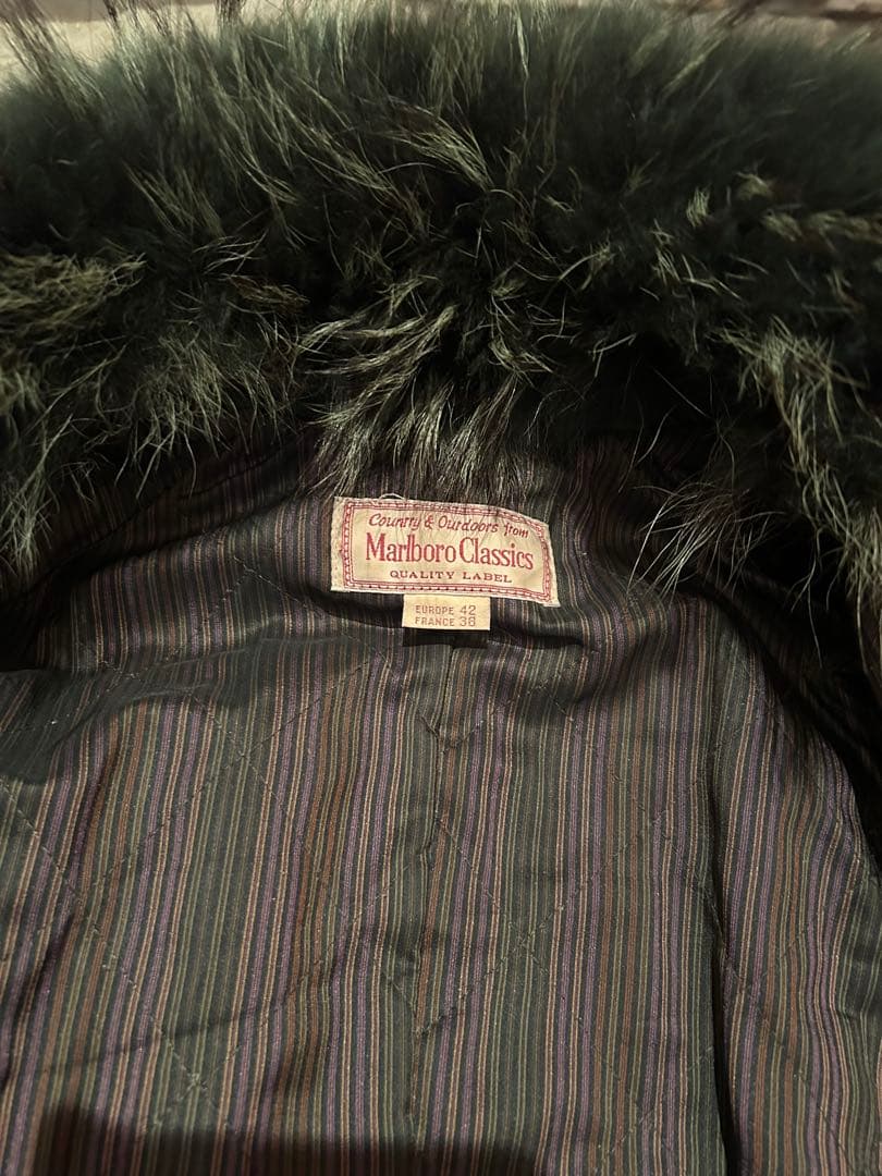 Marlboro Classics ファー付き 本革レザージャケット 深緑