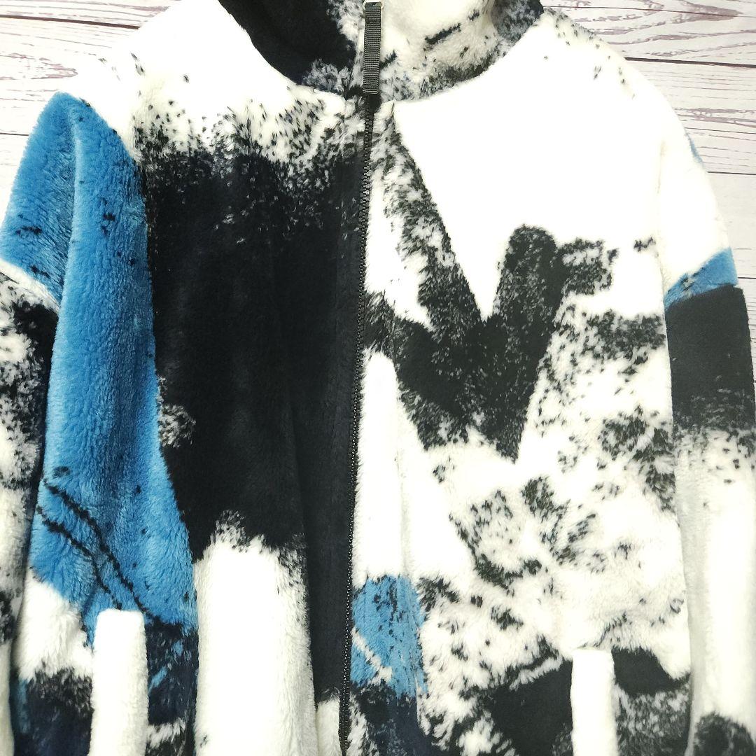 ZARA　ファージップアップスタンドカラージャケット　ホワイト系XL