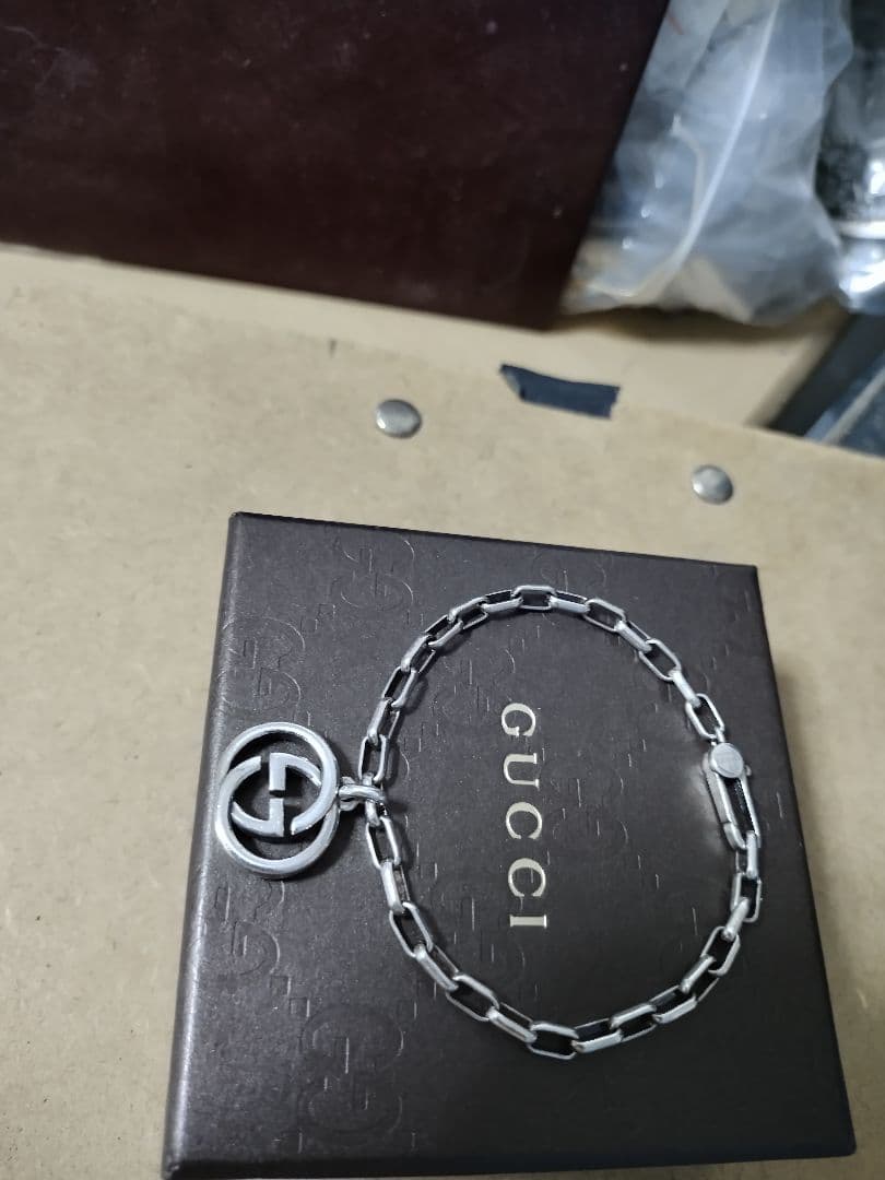 良好品 GUCCIグッチ シルバー925インターロッキングブレスレットイタリア製