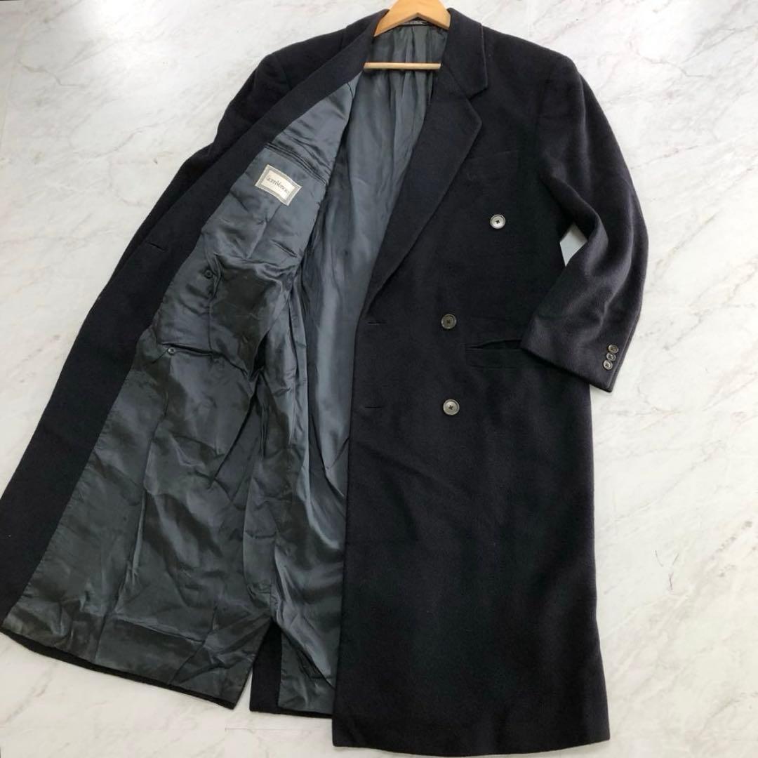 希少✨ヴェルサーチ キャメル100% ダブルチェスターコート ダークネイビー