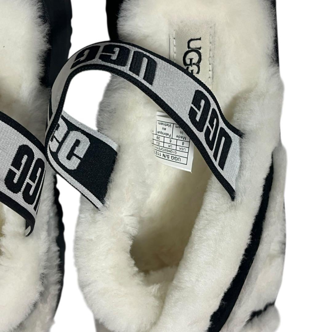 美品　アグ　UGG ディスコクロススライド　サンダル　ファー　25cm 白　黒