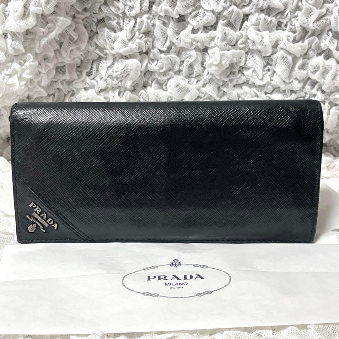 良品✨プラダ 長財布 三角ロゴ 近年モデル サフィアーノレザー ブラック　黒